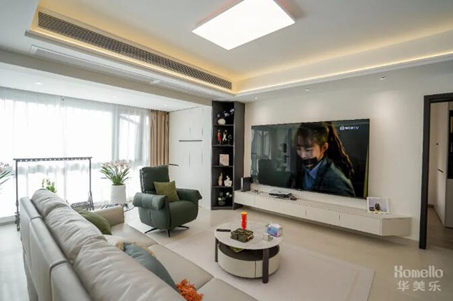 112㎡三室改兩室，一廳兩用布局，感受現(xiàn)代簡約雅居的舒適與魅力